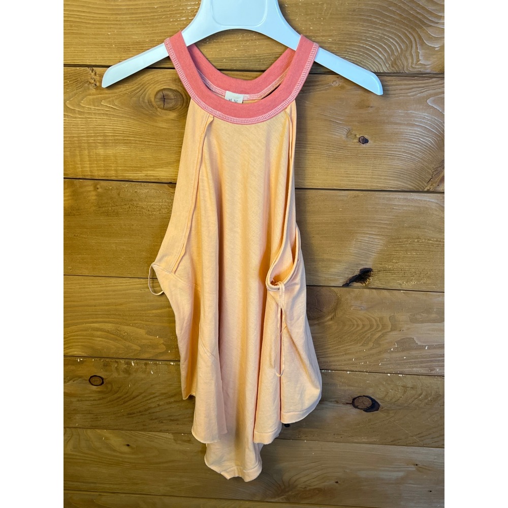 WE THE FREE Orange Pink Trim Racerback Tank Top Cotton Polyester Blend LG Athlet